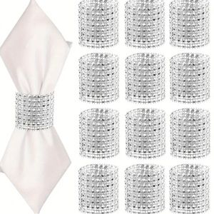 {NEW} Set of 50 Pcs Sparkly Reusable Napkin Rings Silver Tone